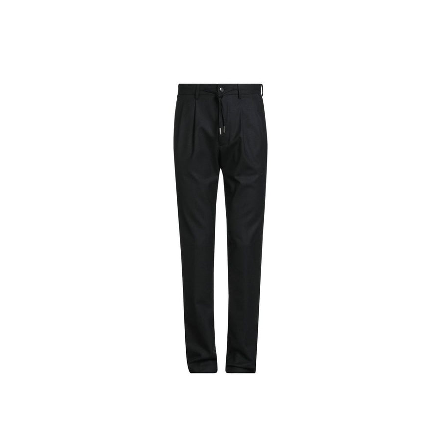 Black Elastane Casual Pants