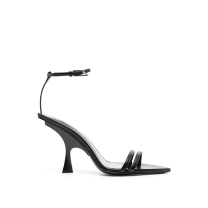 Black Silk Stiletto Heel Sandals