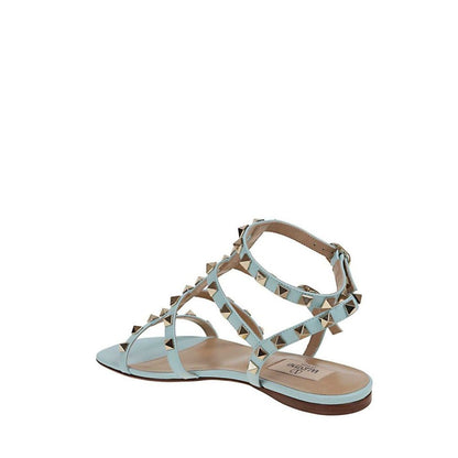 Blue Calfskin Strap-On Sandals