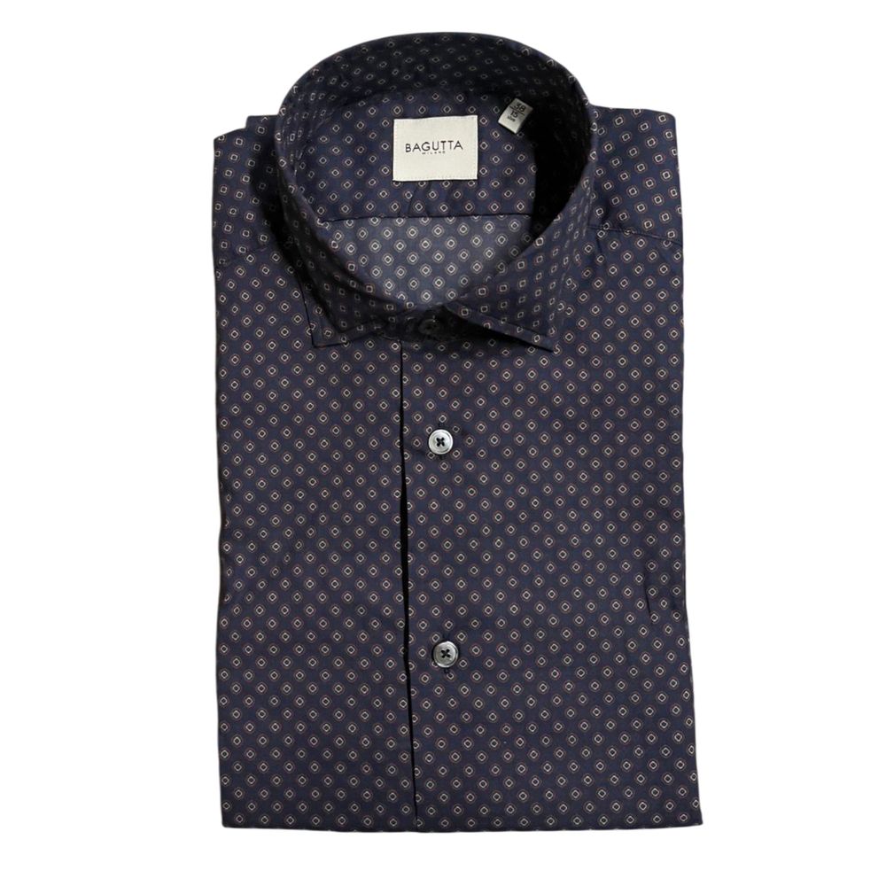 Blue Cotton Men's Slim Fit Shirt