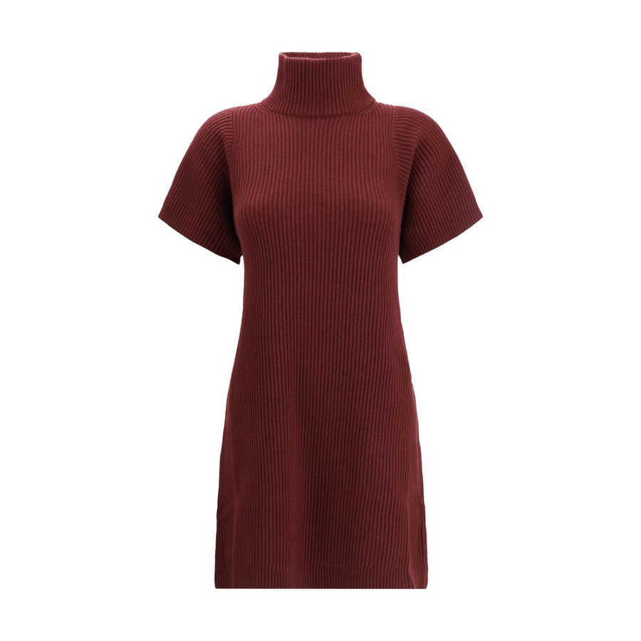 Bordeaux Fleece Wool Casual Dress