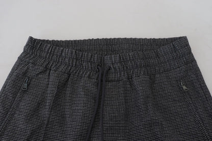 Gray Striped Wool Skinny Trouser Pants