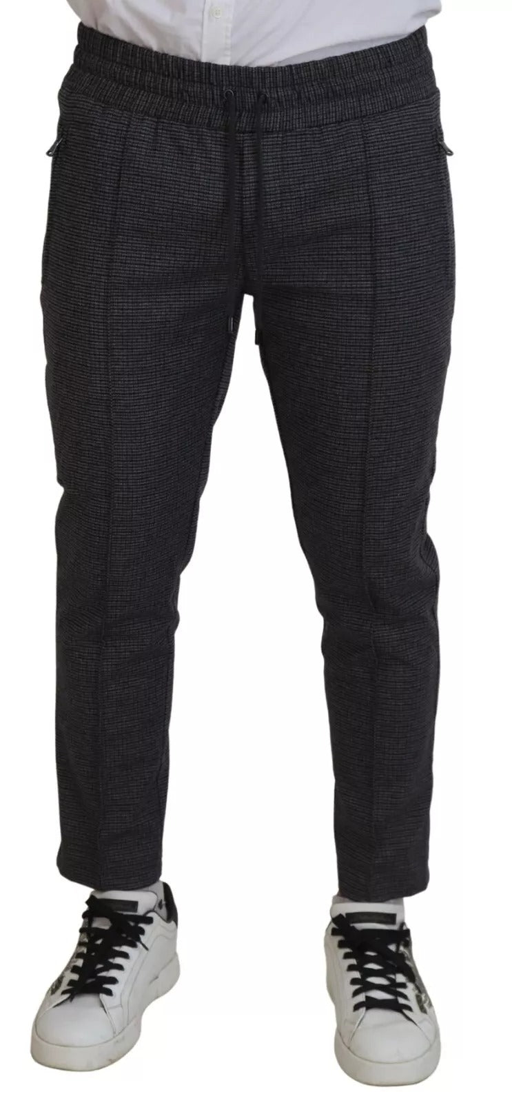 Gray Striped Wool Skinny Trouser Pants
