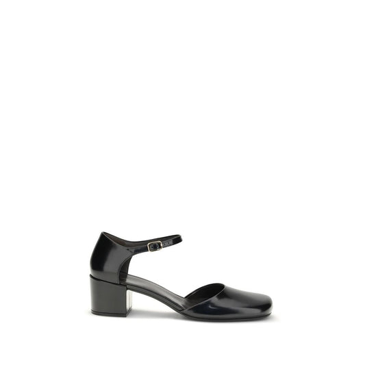 Black Rubber Mid Heel Pumps