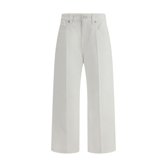 White Cotton Cropped Jeans