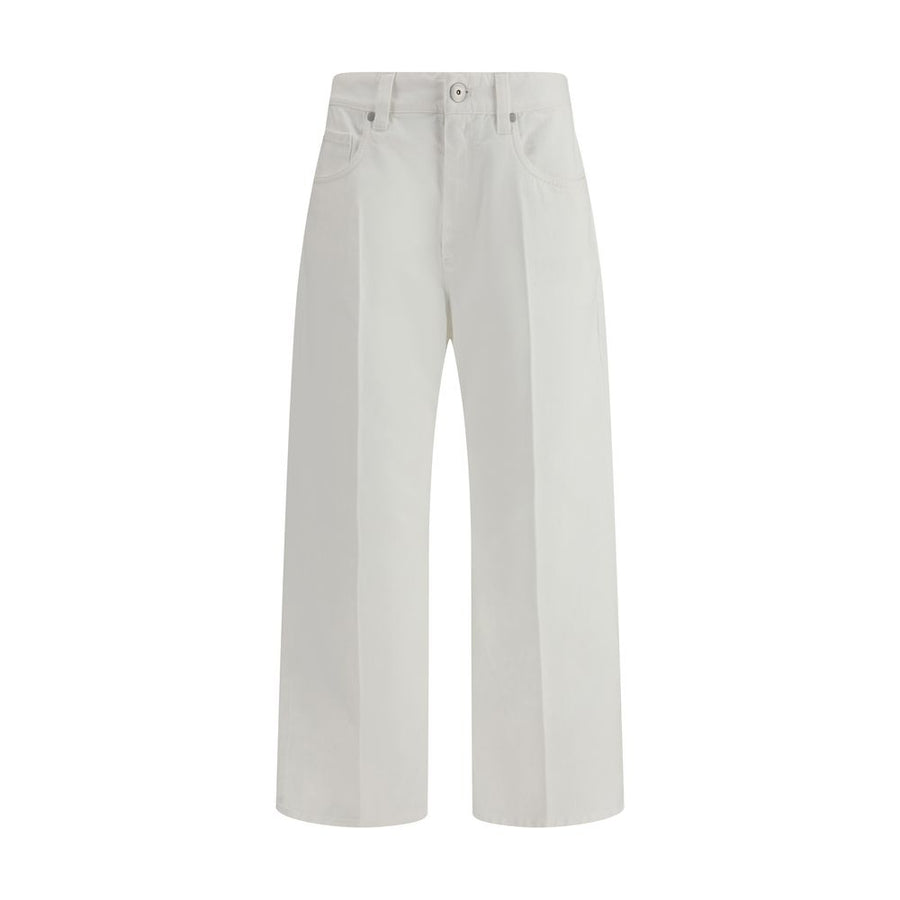 White Cotton Cropped Jeans