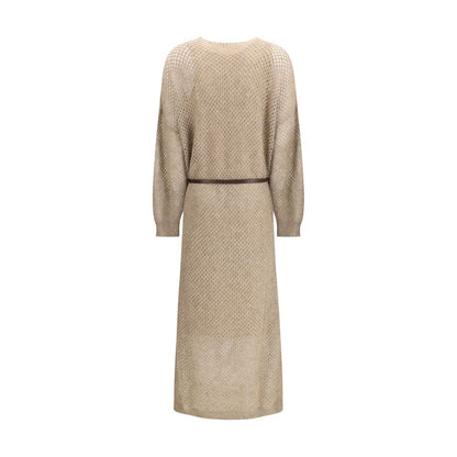 Beige Mohair Casual Dress
