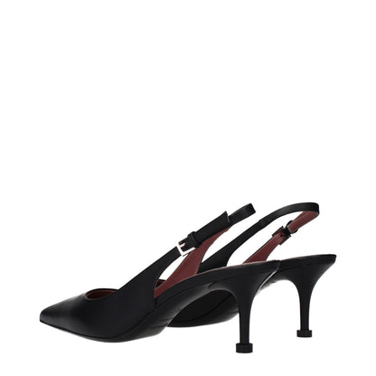 Black Leather Platform Pumps