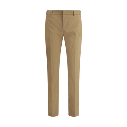 Brown Cotton Casual Pants