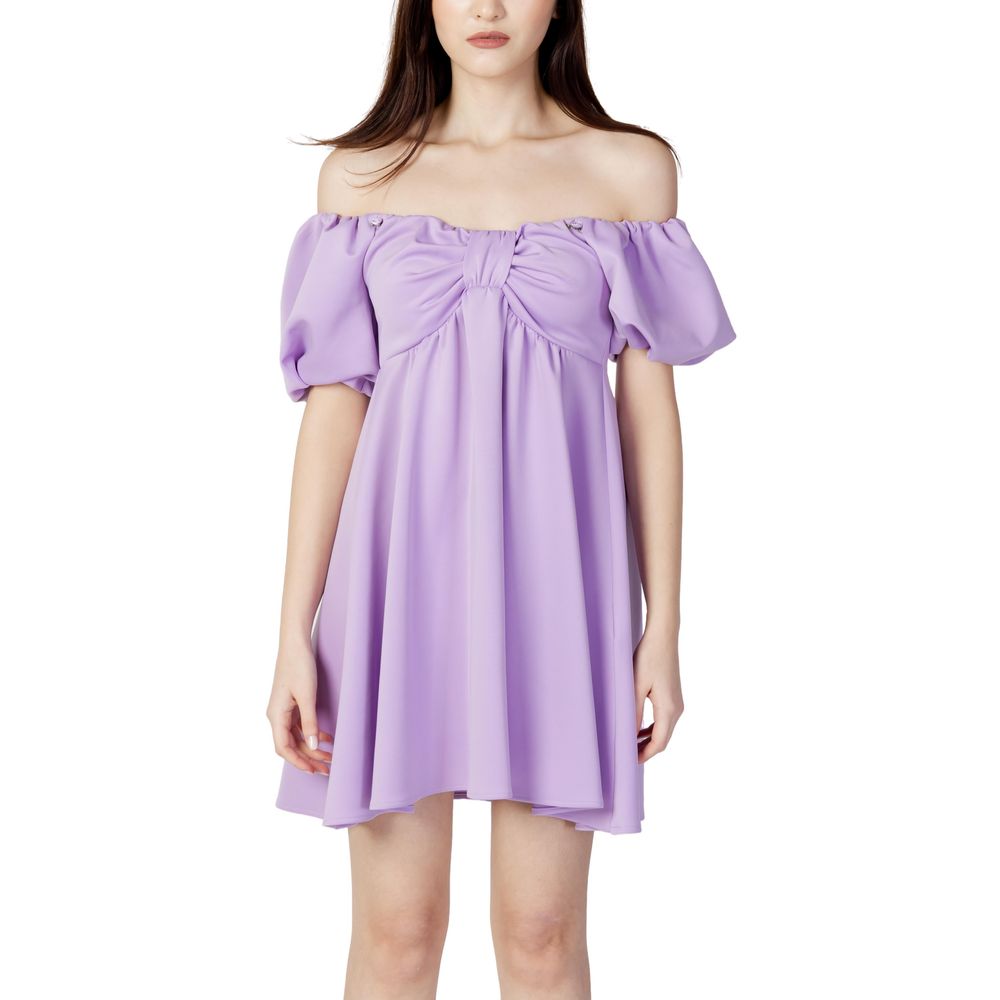 Purple Polyester Short Dress