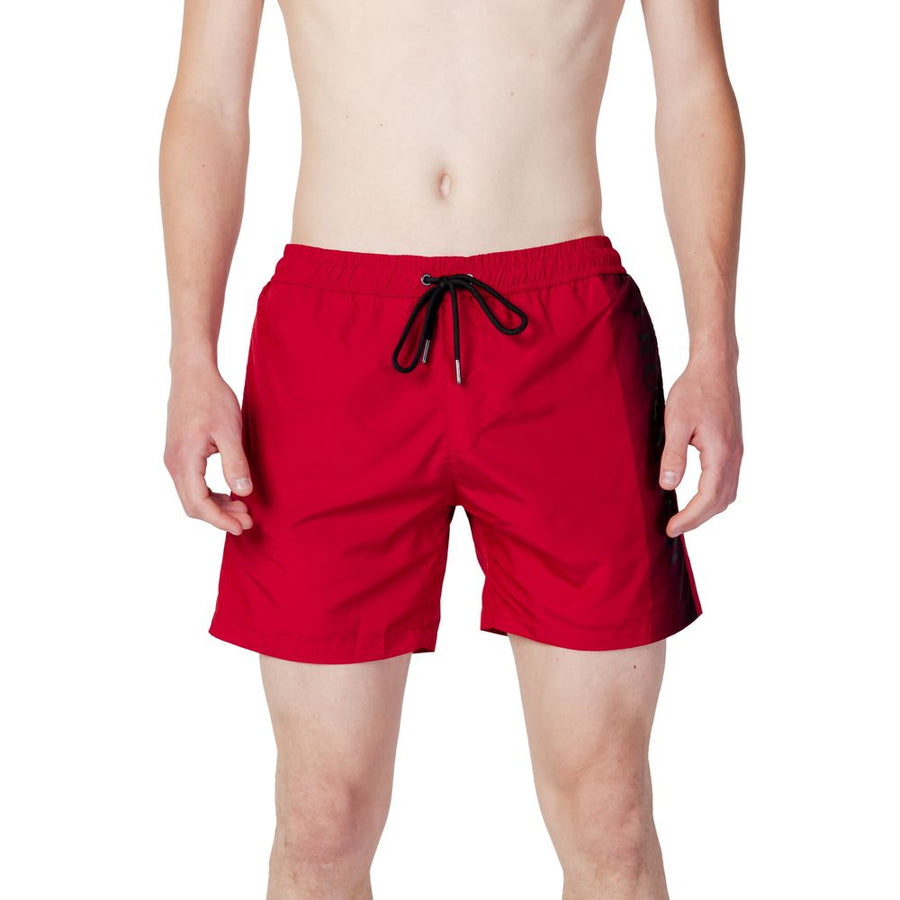 Red Polyester Swim Shorts