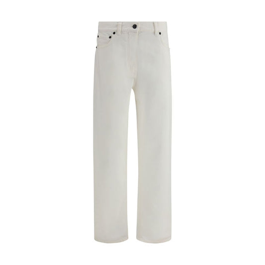 White Cotton Straight-Leg Jeans