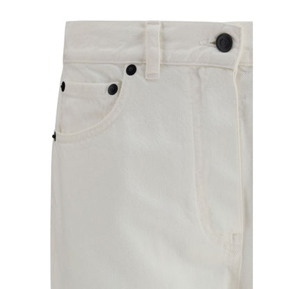 White Cotton Straight-Leg Jeans