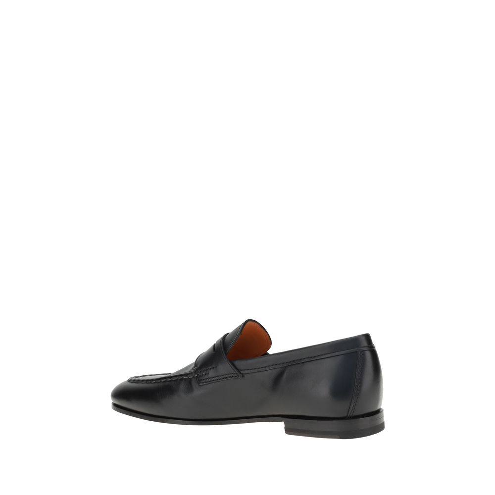 Black Calf Leather Bos Taurus Slip-On Loafers
