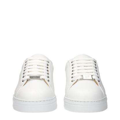 White Leather Low Top Sneakers