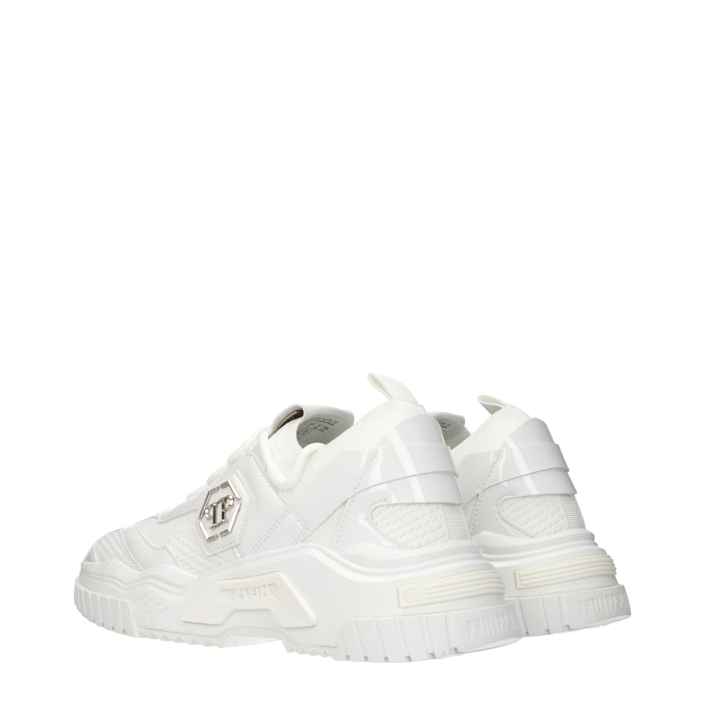 White Fabric Chunky Sneakers