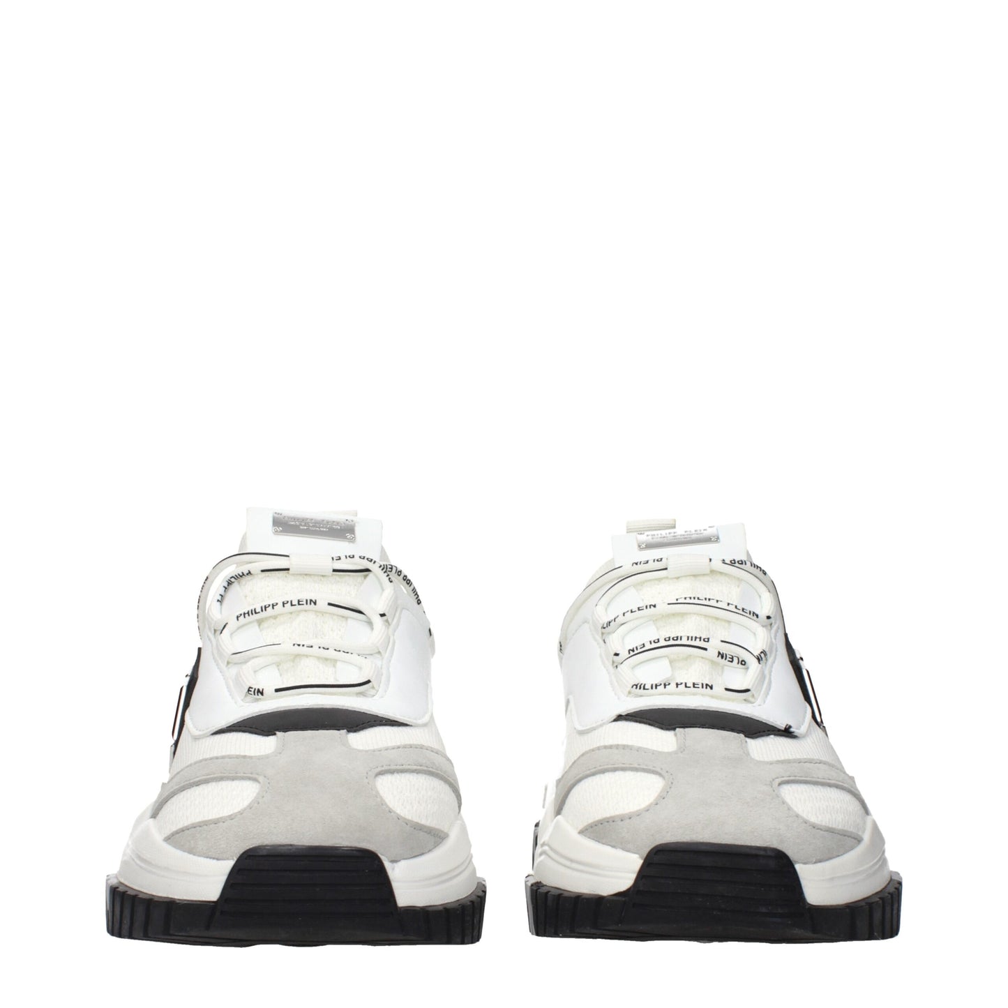 White Fabric Chunky Sneakers