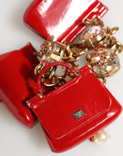 Gold Bronze Bag Embellished Crystals Accessory  Bracelet