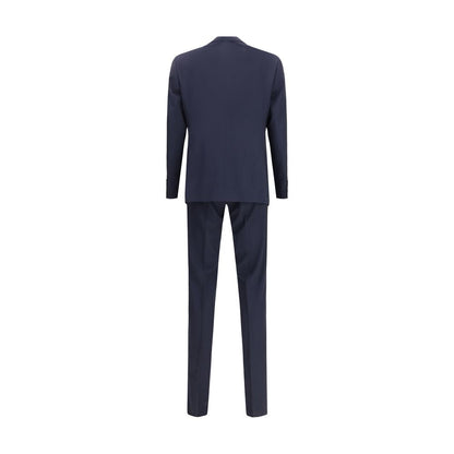 Blue Fleece Wool Two-Piece Suit