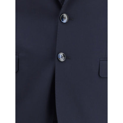 Blue Fleece Wool Two-Piece Suit