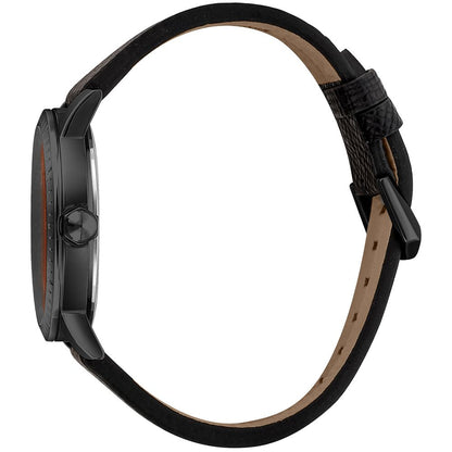 Black Leather Dress Watch