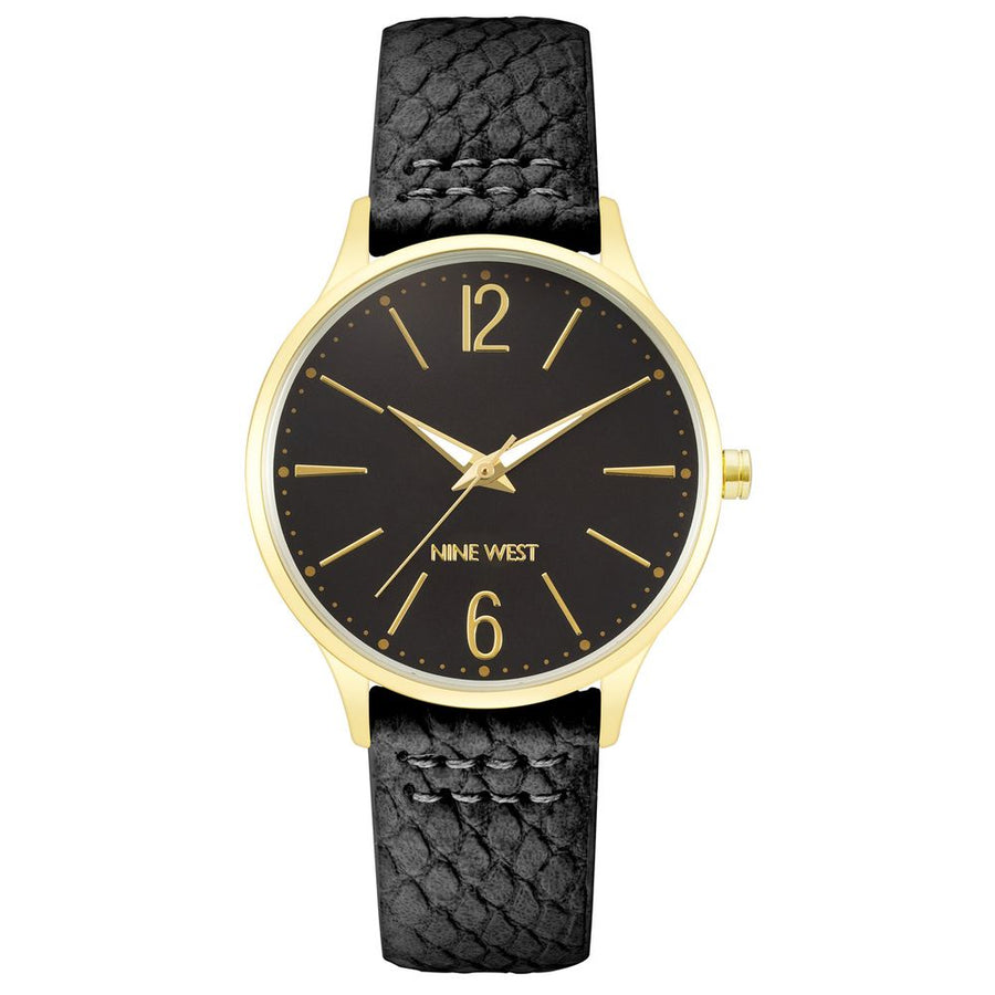 Black Leather Dress Watch