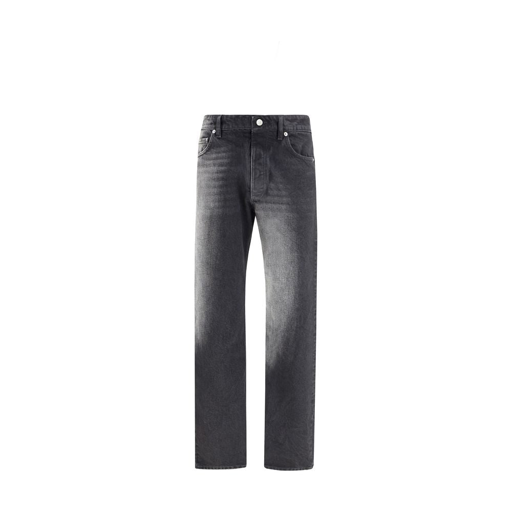 Black Cotton Straight-Leg Jeans