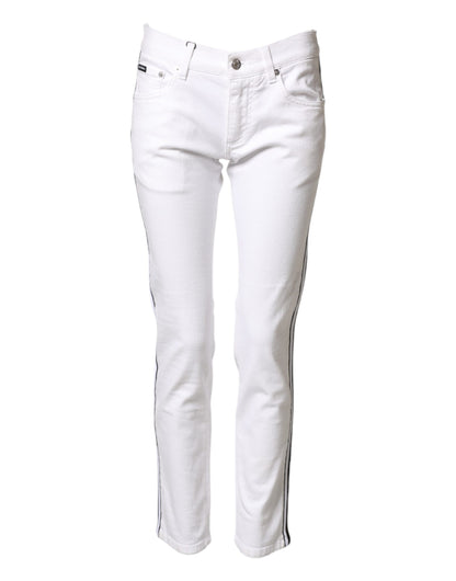White Cotton Stretch Skinny Men Denim Jeans