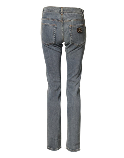 Blue Two Tone Cotton Men Skinny Denim Jeans