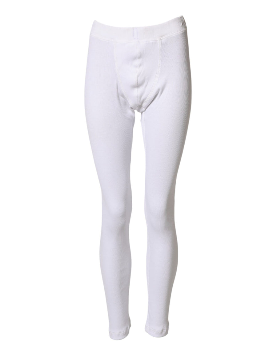 White Cotton Mid Waist Tights Leggings Pants