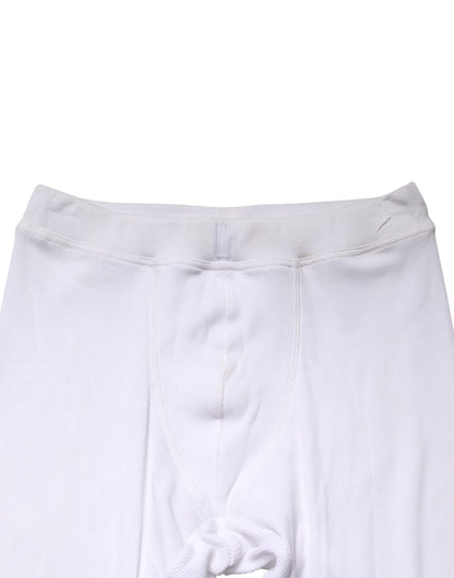 White Cotton Mid Waist Tights Leggings Pants