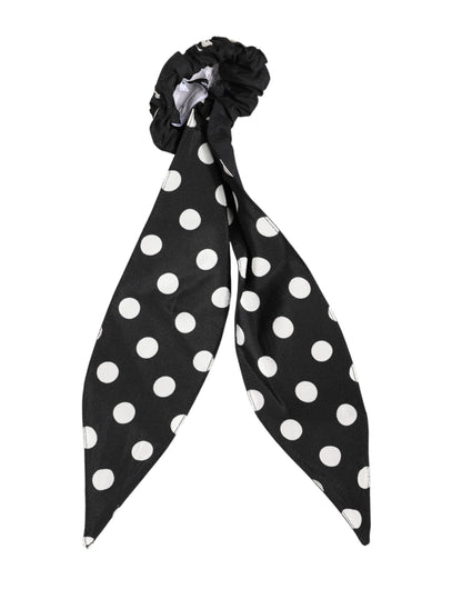 Black Cotton Polka Dot Scarf Tie Accessory Hair Scrunchie