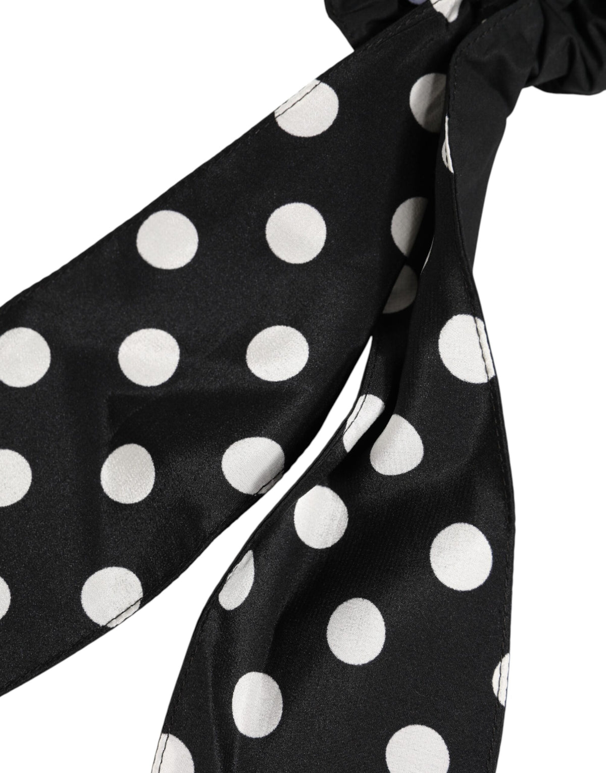Black Cotton Polka Dot Scarf Tie Accessory Hair Scrunchie