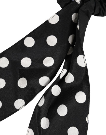 Black Cotton Polka Dot Scarf Tie Accessory Hair Scrunchie
