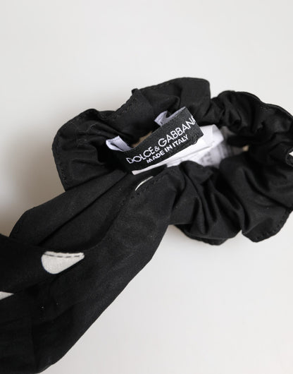 Black Cotton Polka Dot Scarf Tie Accessory Hair Scrunchie