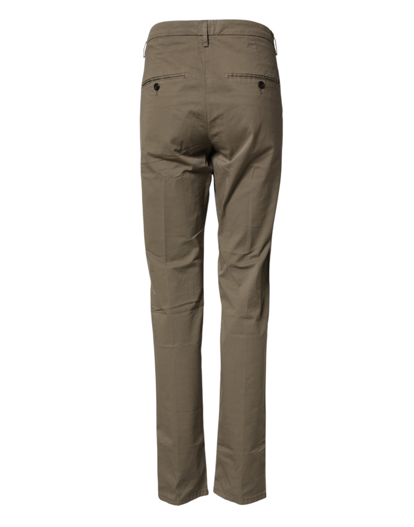 Beige Cotton Stretch Straight Chino Men Trouser Pants