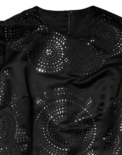 Black Embellished Short Sleeve Sheath Dress