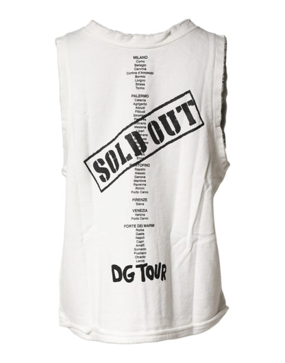 White Graphic CrewNeck Sleeveless Tank T-shirt