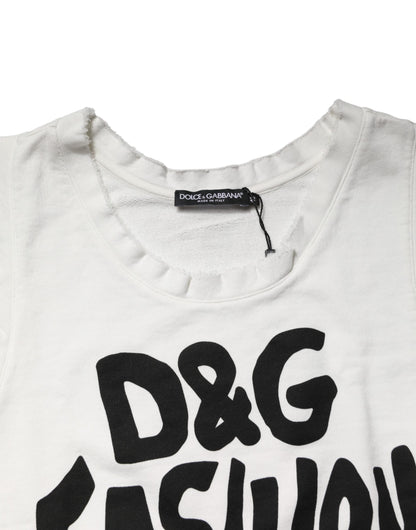 White Graphic CrewNeck Sleeveless Tank T-shirt