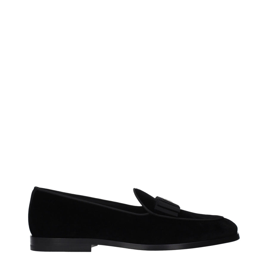 Black Velvet Slip-On Loafers