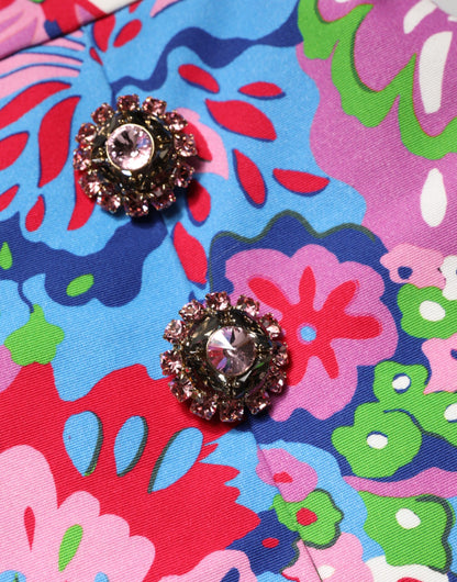 Multicolor Floral Buttoned High Waist Mini Shorts
