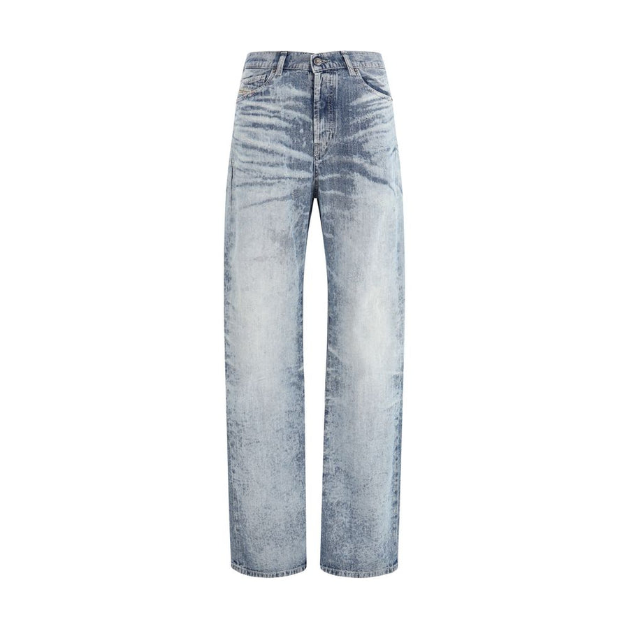 Blue Cotton Straight-Leg Jeans