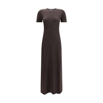 Brown Fleece Wool Long Dress