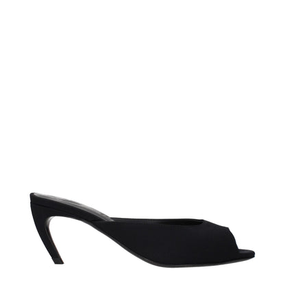 Black Fabric Flat Sandals