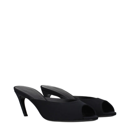 Black Fabric Flat Sandals