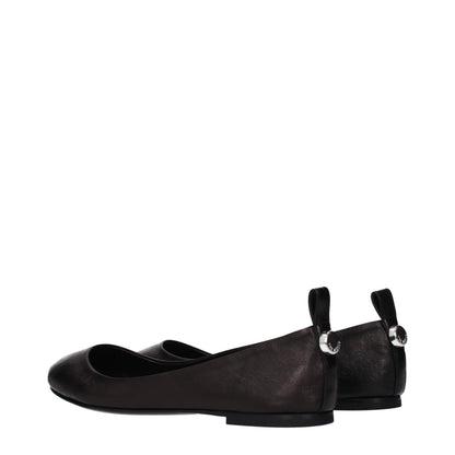Black Leather Ballet Flats