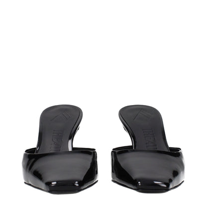 Black Leather Flat Sandals