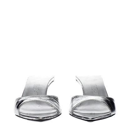 Gray Leather Flat Sandals