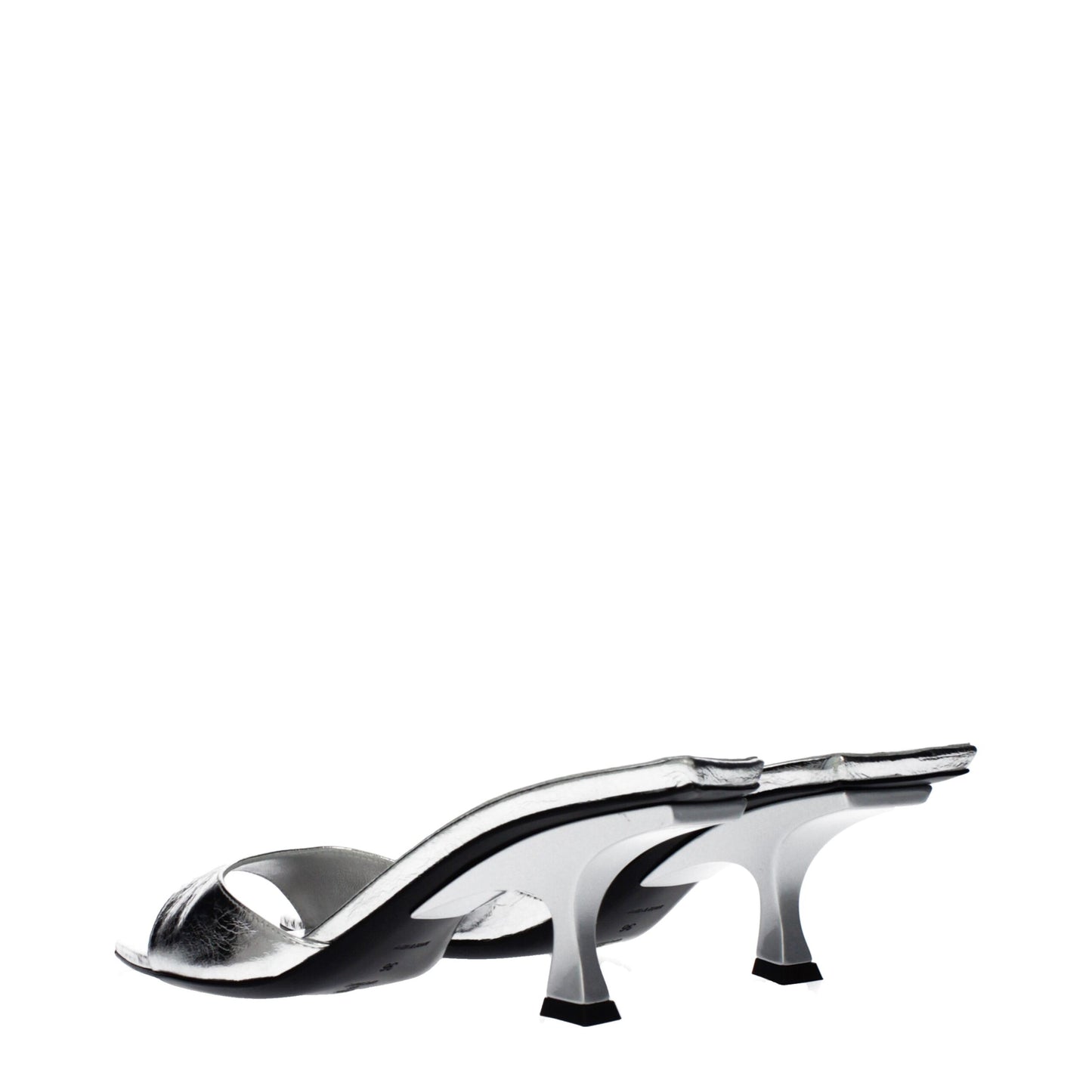 Gray Leather Flat Sandals