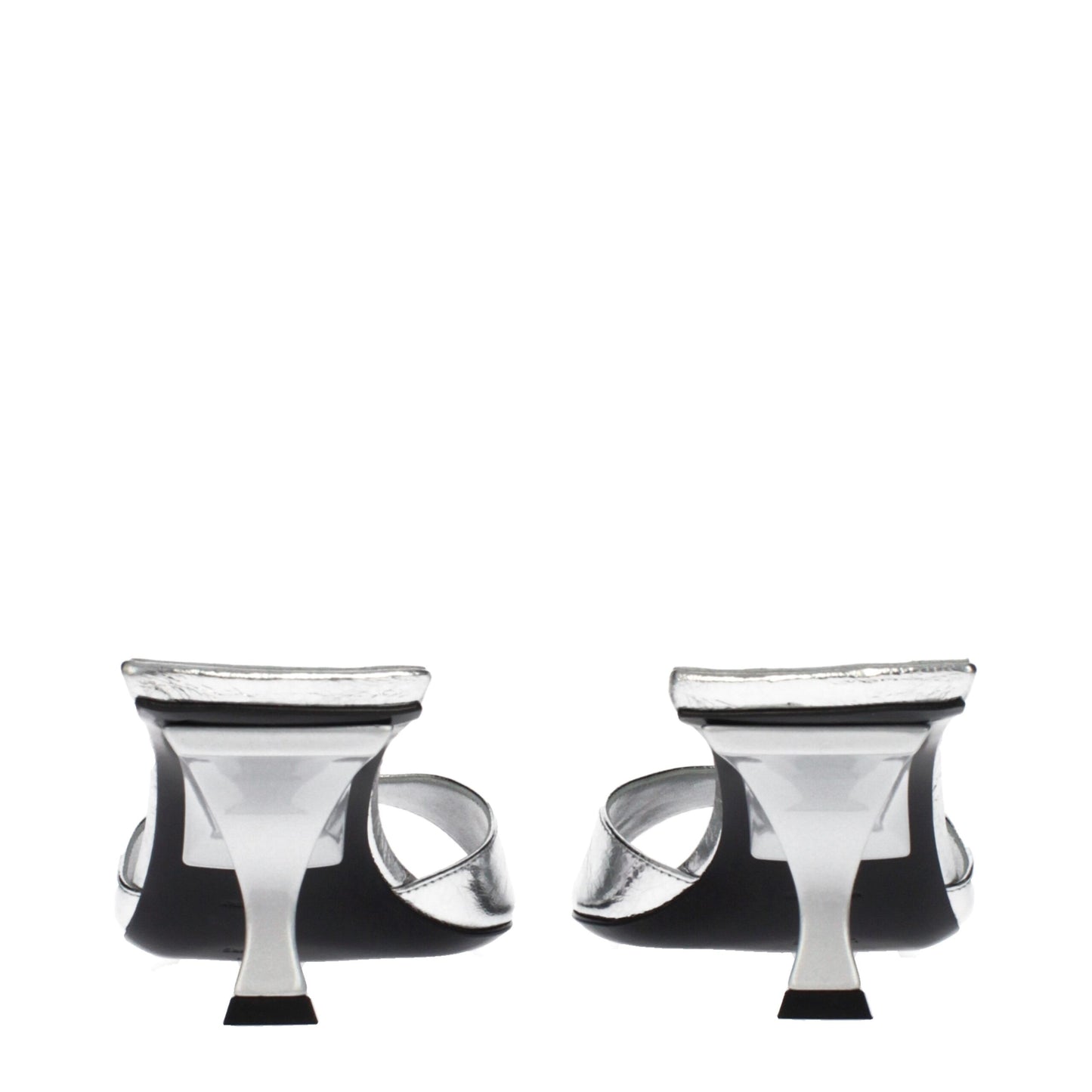 Gray Leather Flat Sandals